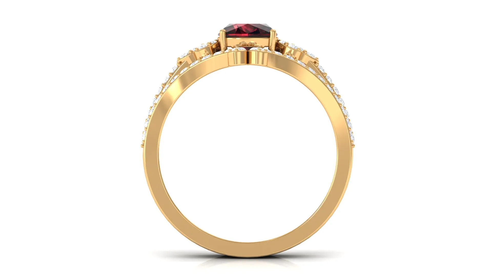 Cushion Cut Garnet and Diamond Ring Set