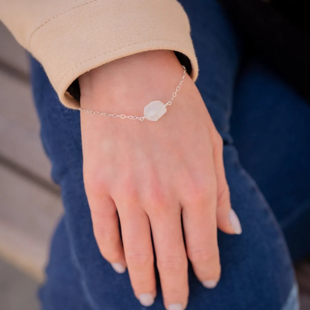 Dainty Rainbow Moonstone Nugget Bracelet, Sterling Silver or Gold Filled