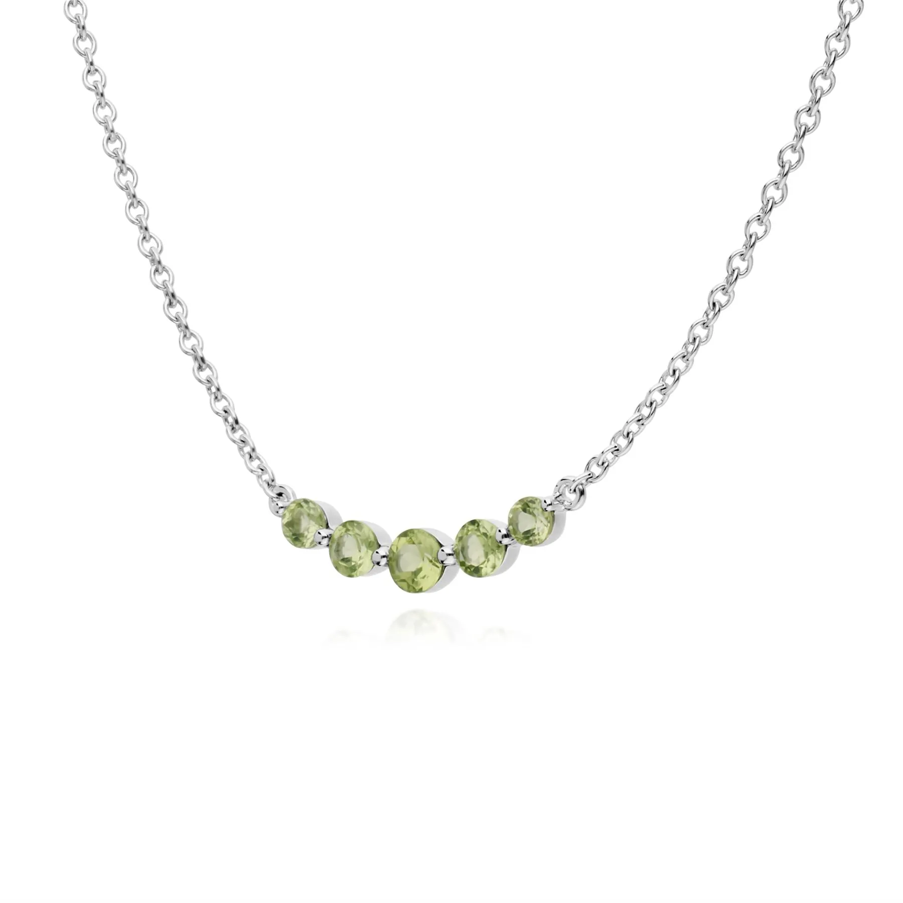 Damen Sterlingsilber Fünfstein Peridot Rund Farbverlauf 45cm Halskette