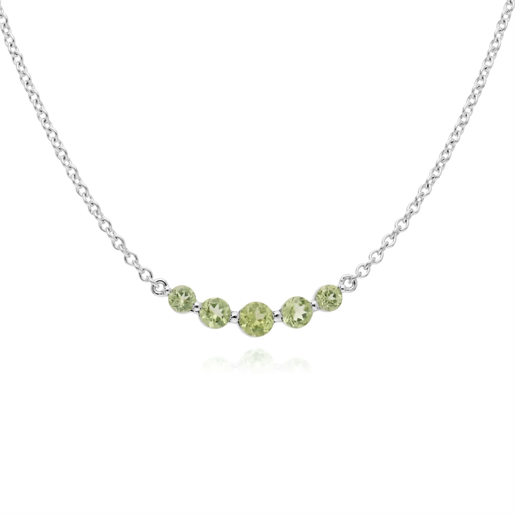 Damen Sterlingsilber Fünfstein Peridot Rund Farbverlauf 45cm Halskette