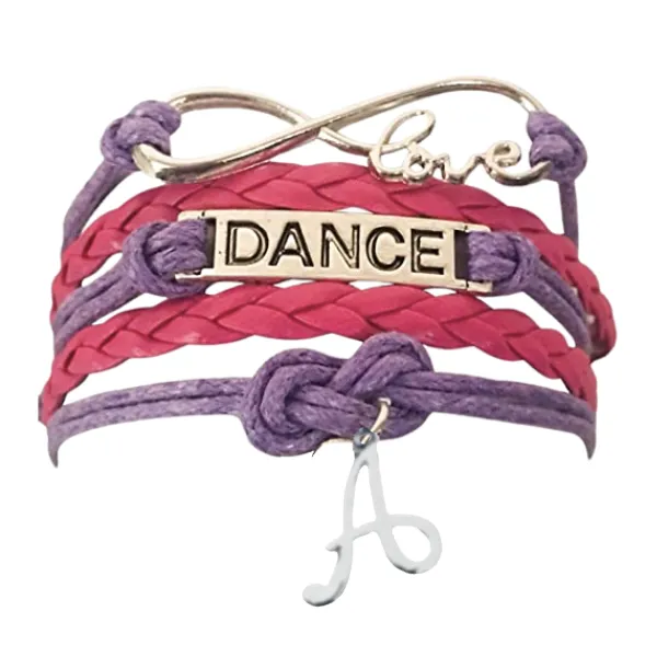 Dance Bracelet with Initial Charm - Pick Colors