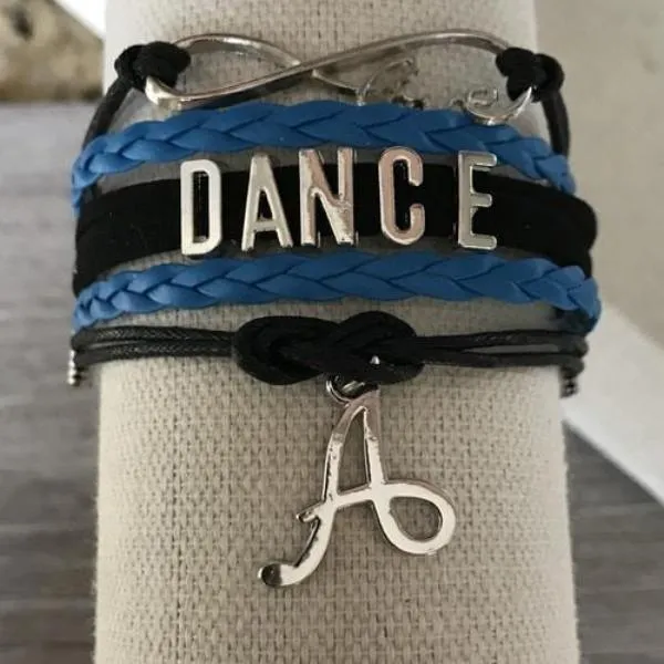 Dance Bracelet with Initial Charm - Pick Colors