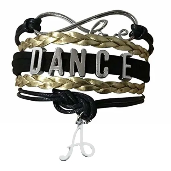 Dance Bracelet with Initial Charm - Pick Colors