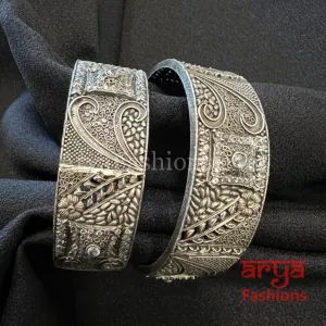 Designer Silver Oxidized Bracelet Bangles