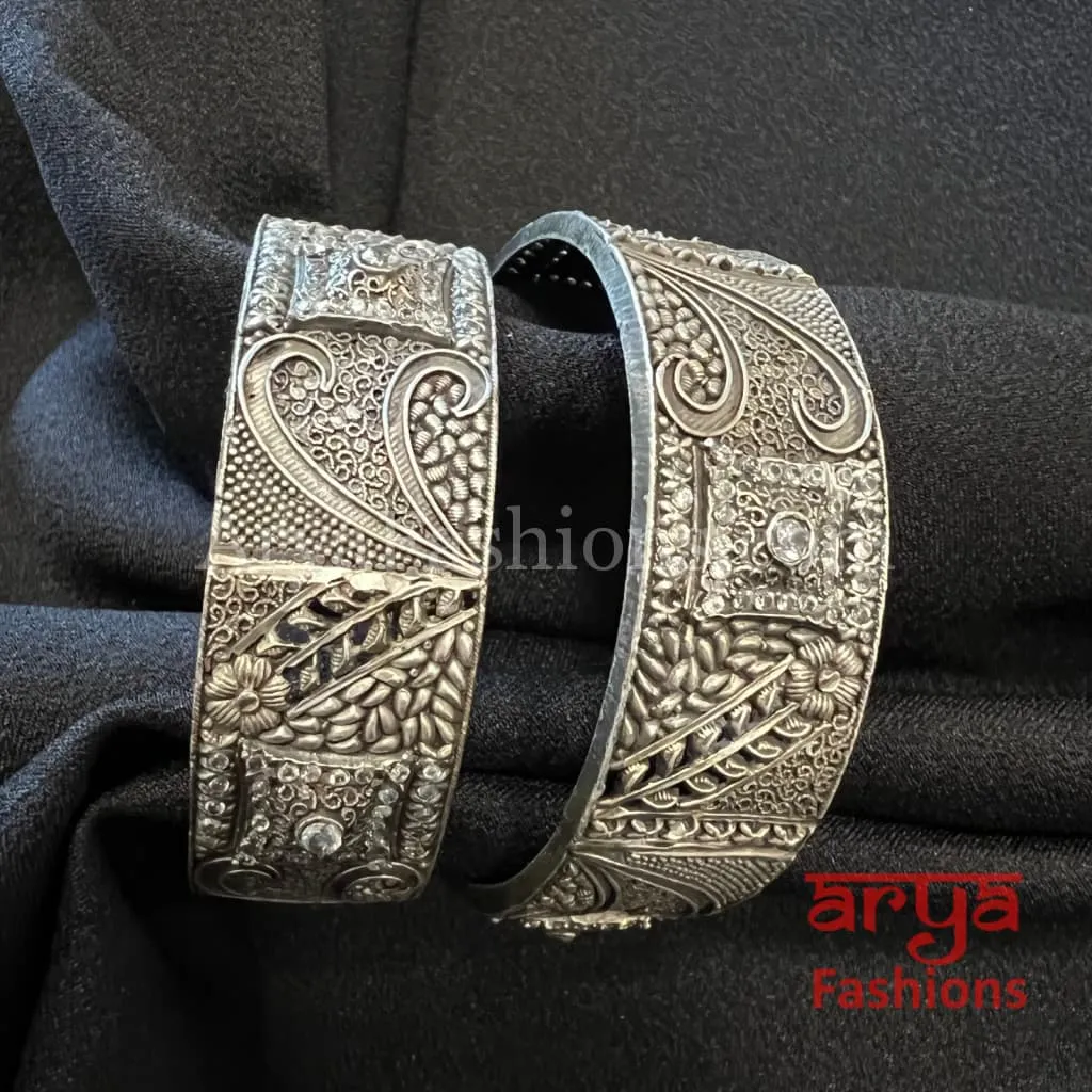 Designer Silver Oxidized Bracelet Bangles