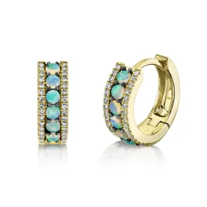 Diamond & Opal Huggie Earring