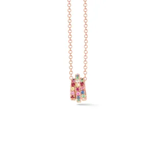 Diamond & Rainbow Gemstone Trio Necklace