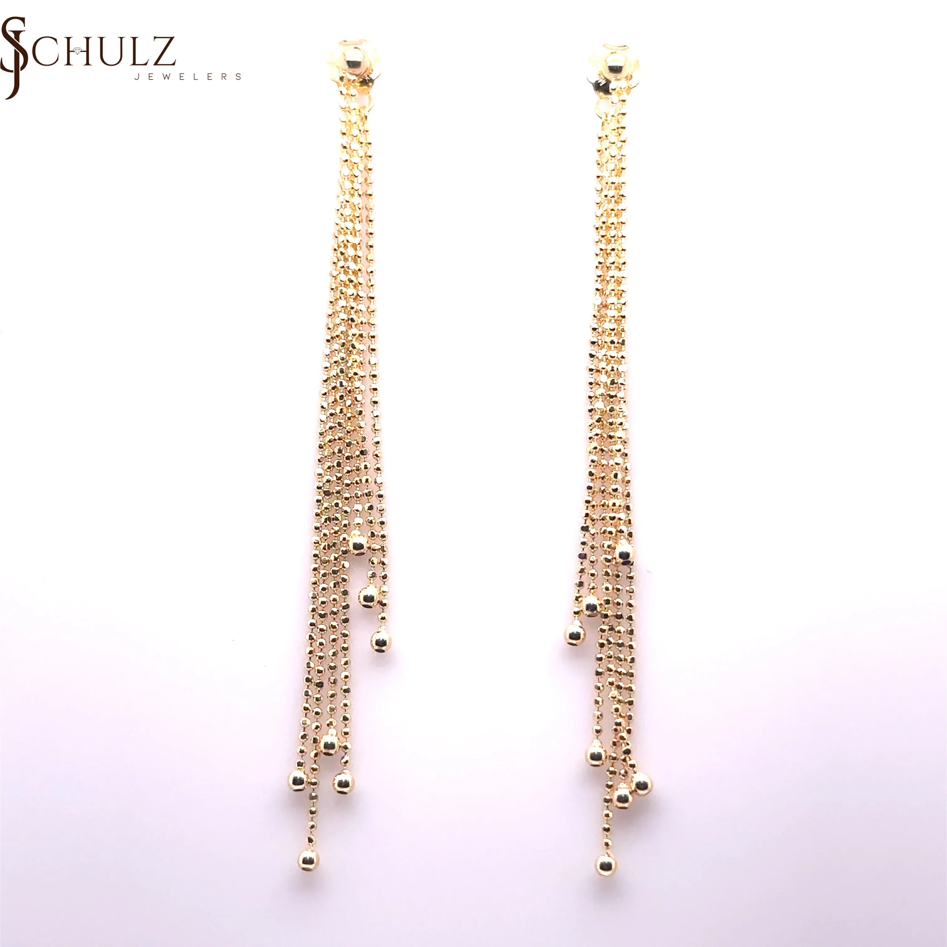 Diamond Cut Gold beaded Earrings