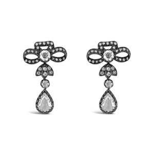 Diamond Dangle Bow Design Estate Earrings