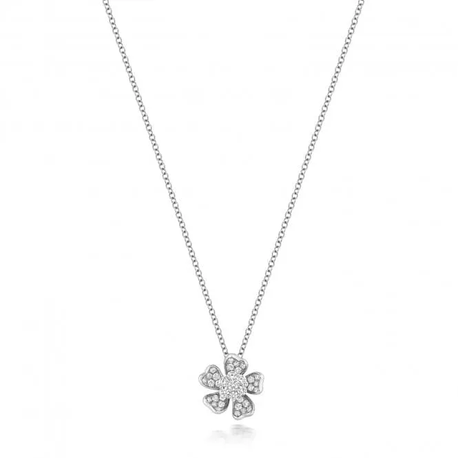 Diamond Jewellery 18ct White Gold Diamond Flower Necklace NDQ119W