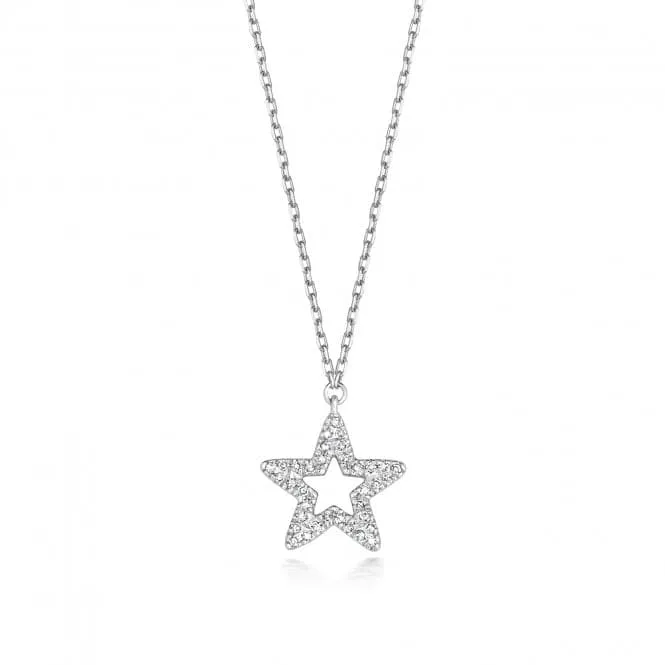 Diamond Jewellery 9ct White Gold Diamond Star Necklace ND128W