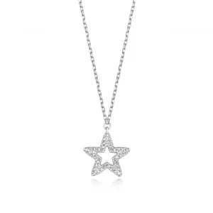 Diamond Jewellery 9ct White Gold Diamond Star Necklace ND128W