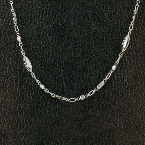 Diamond Studded White Gold Chain Necklace