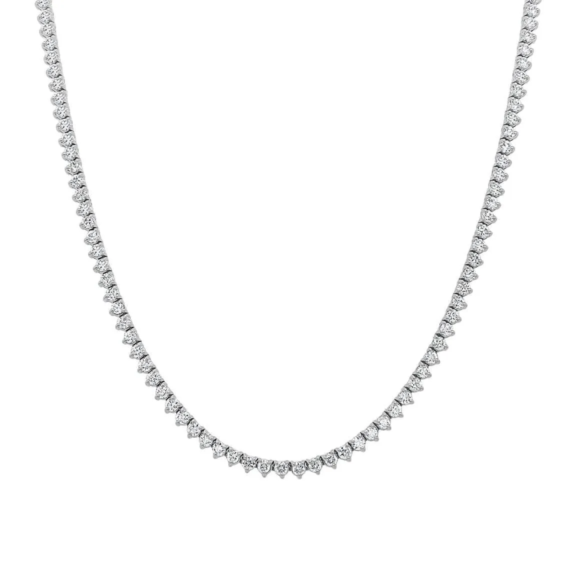 Diamond Tennis Necklace (20.00 ct.) 4.00 mm 3-Prongs Setting in 14K Gold