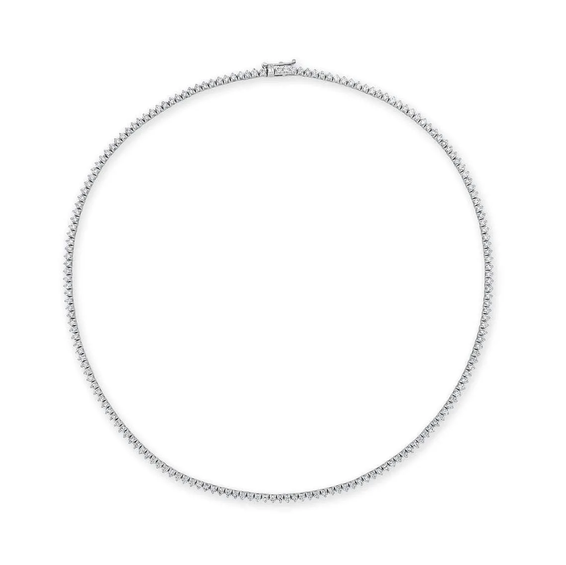 Diamond Tennis Necklace (20.00 ct.) 4.00 mm 3-Prongs Setting in 14K Gold