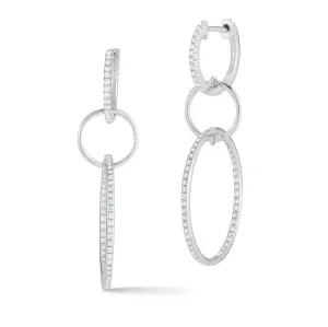 Diamond Triple Hoop Dangle Earrings