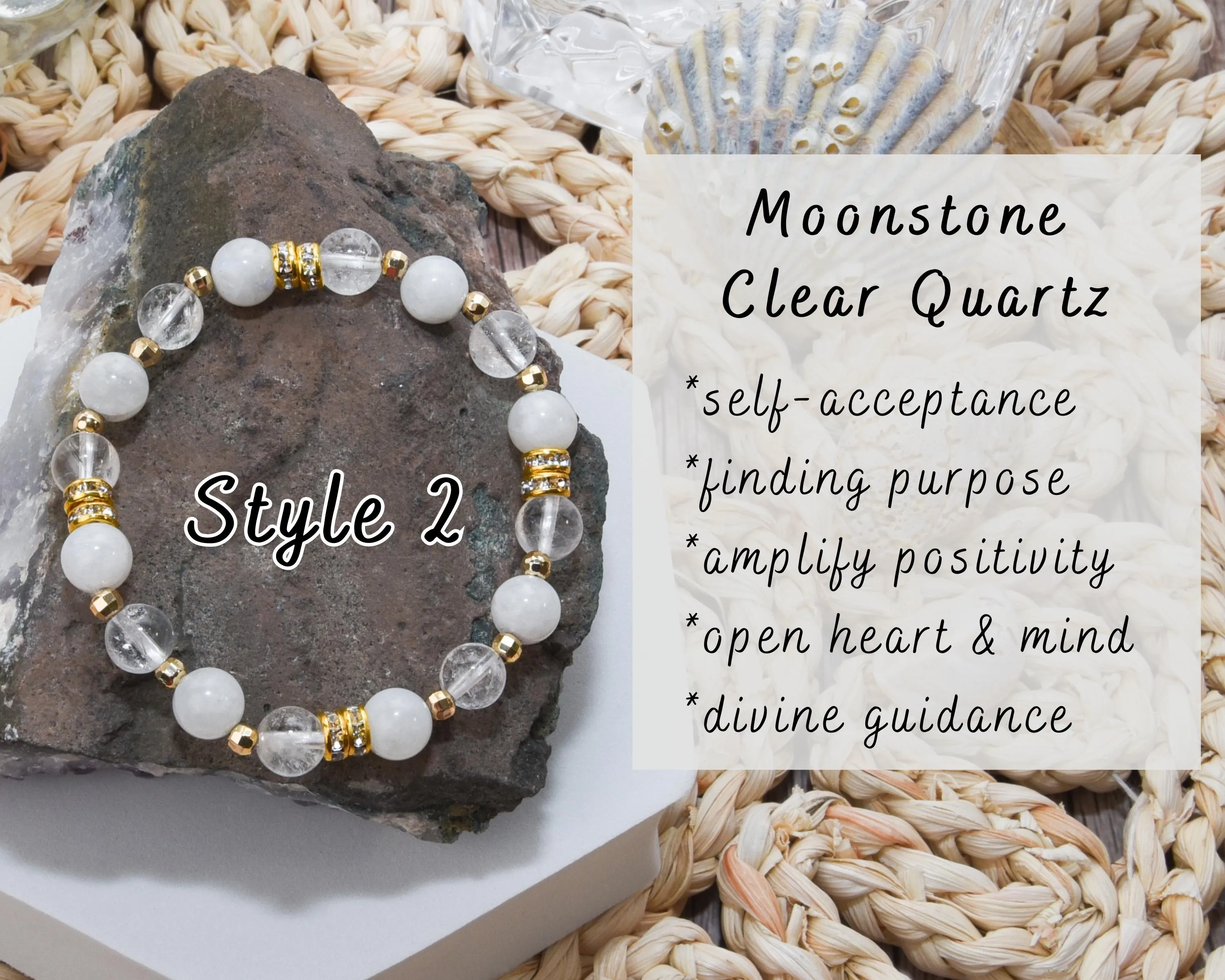 Divine Light Moonstone Selenite Clear Quartz Build-Your-Own Bracelet Set