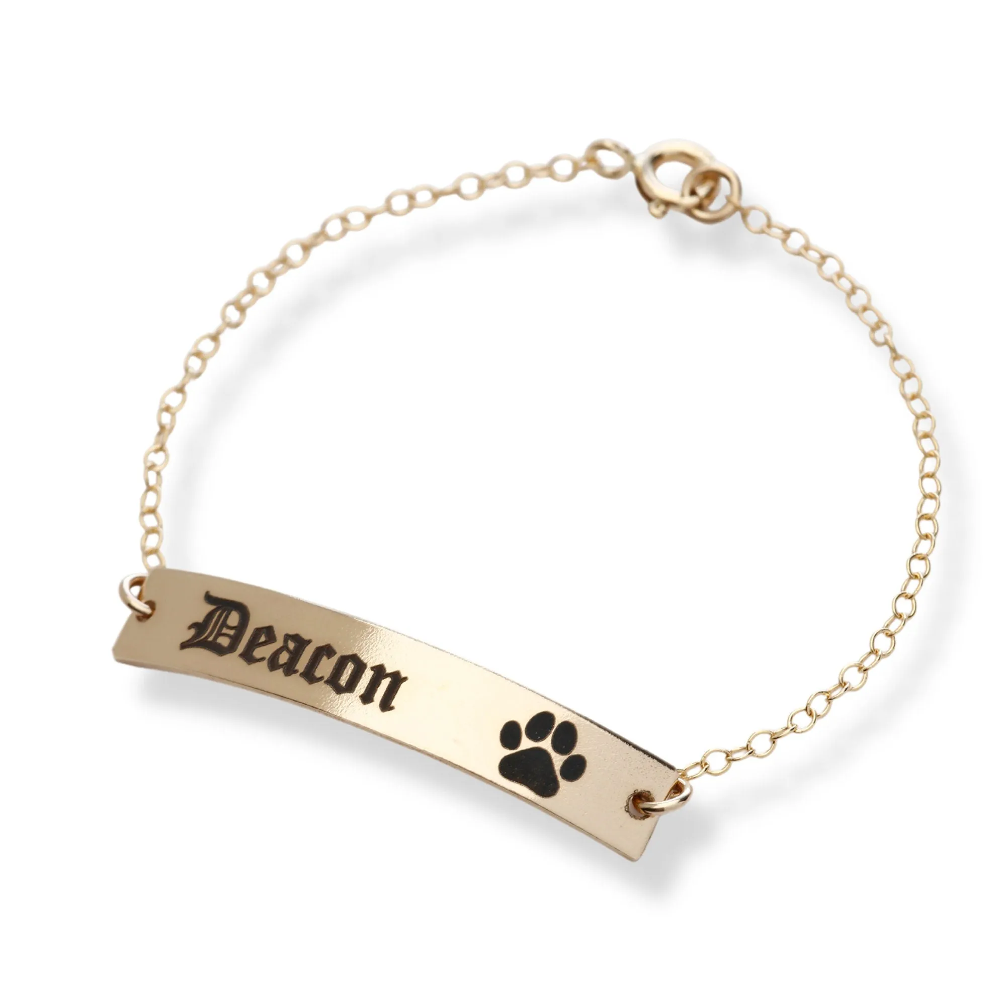 Dog Cat Paw Print Bracelet - Personalized Pet Name Jewelry. - CG446B38x6. Starts at