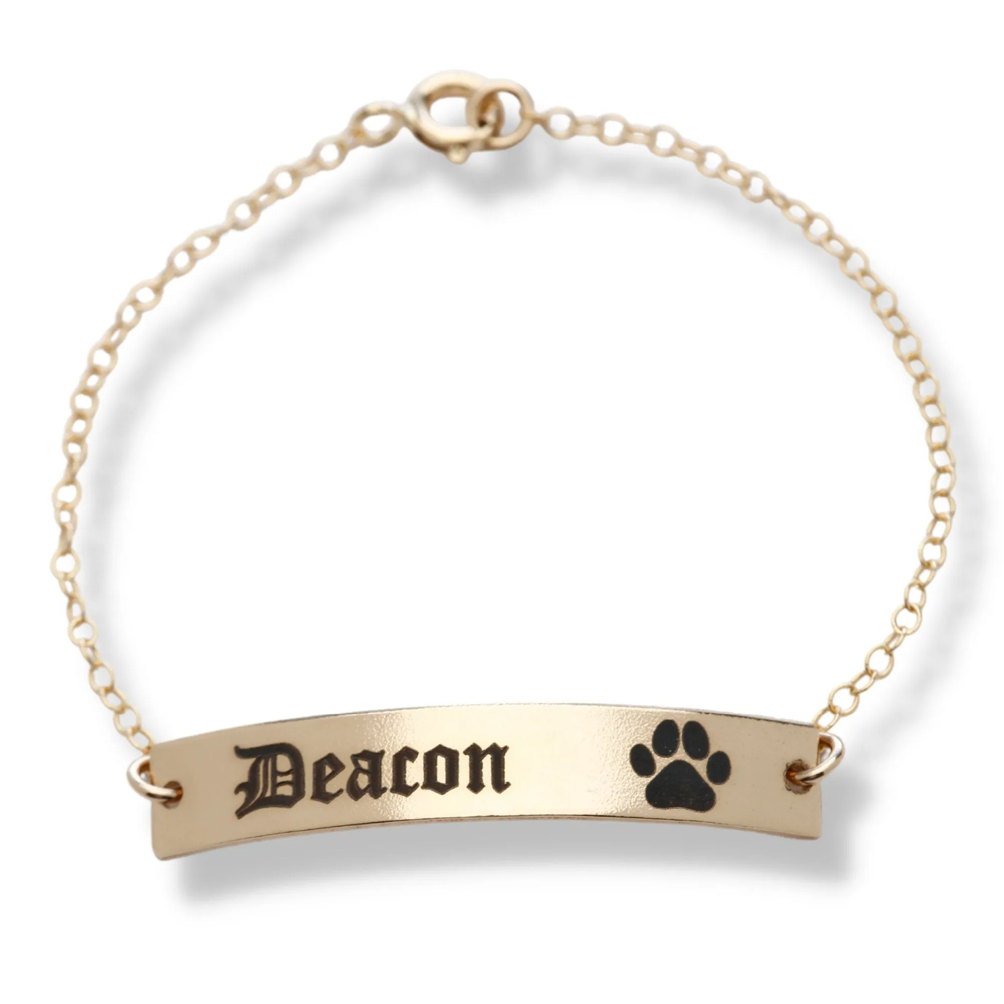 Dog Cat Paw Print Bracelet - Personalized Pet Name Jewelry. - CG446B38x6. Starts at