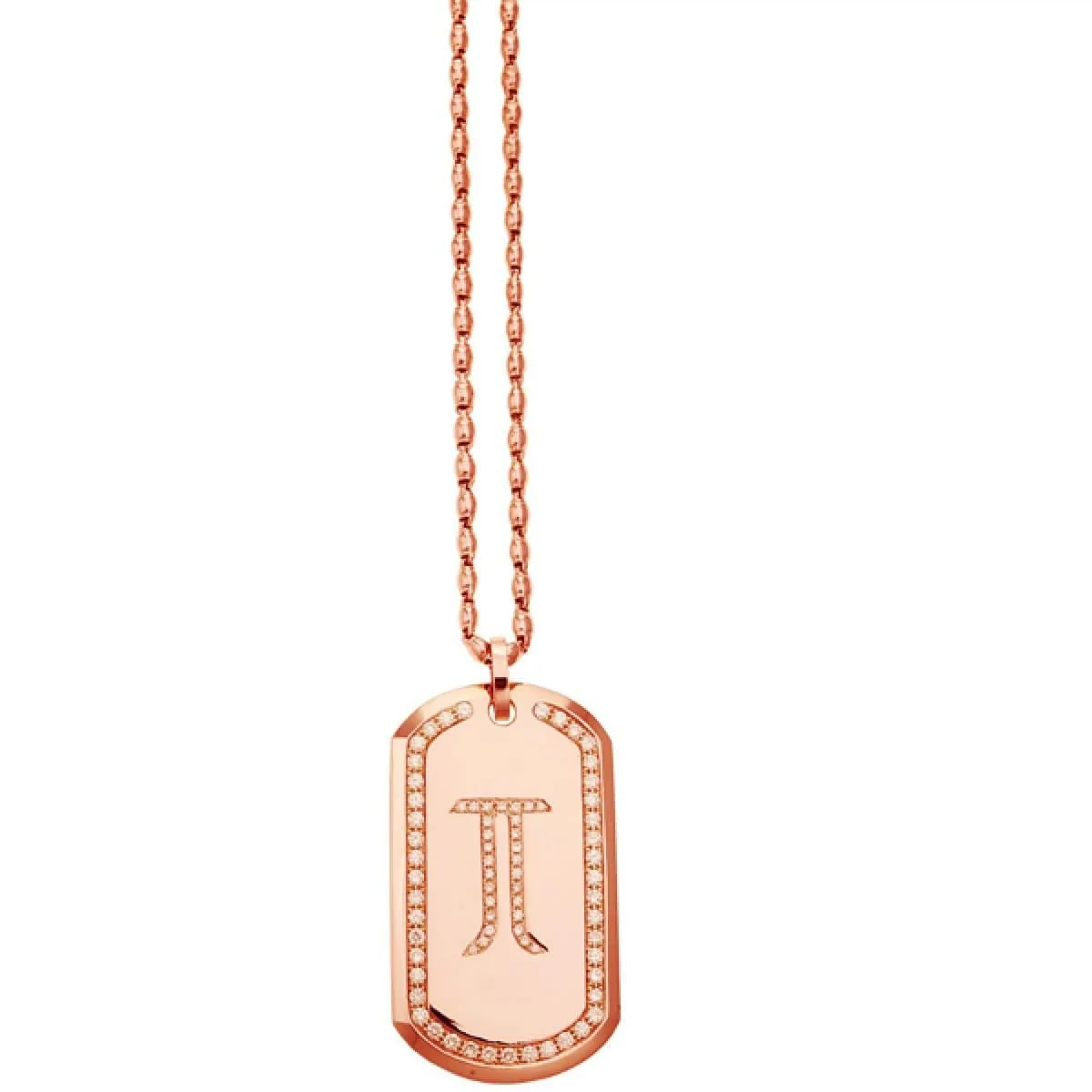 Dog Tag - 18-Karat Solid Gold With Diamonds Necklace - RED GOLD®