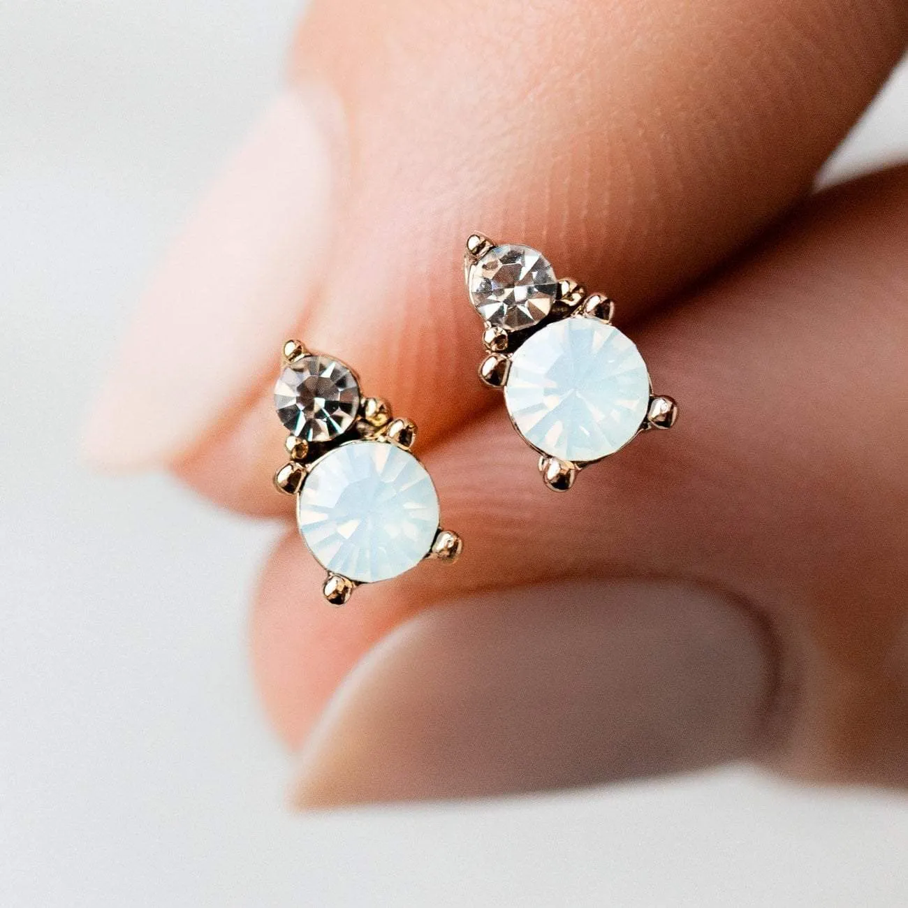 Dolce Studs in White Opal