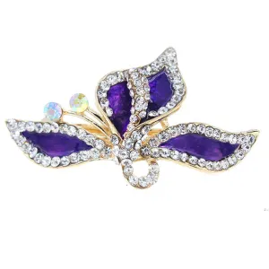 Enamel Leaves w/ Rhinestones Princess Hair Barrette