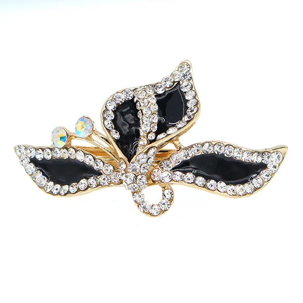 Enamel Leaves w/ Rhinestones Princess Hair Barrette