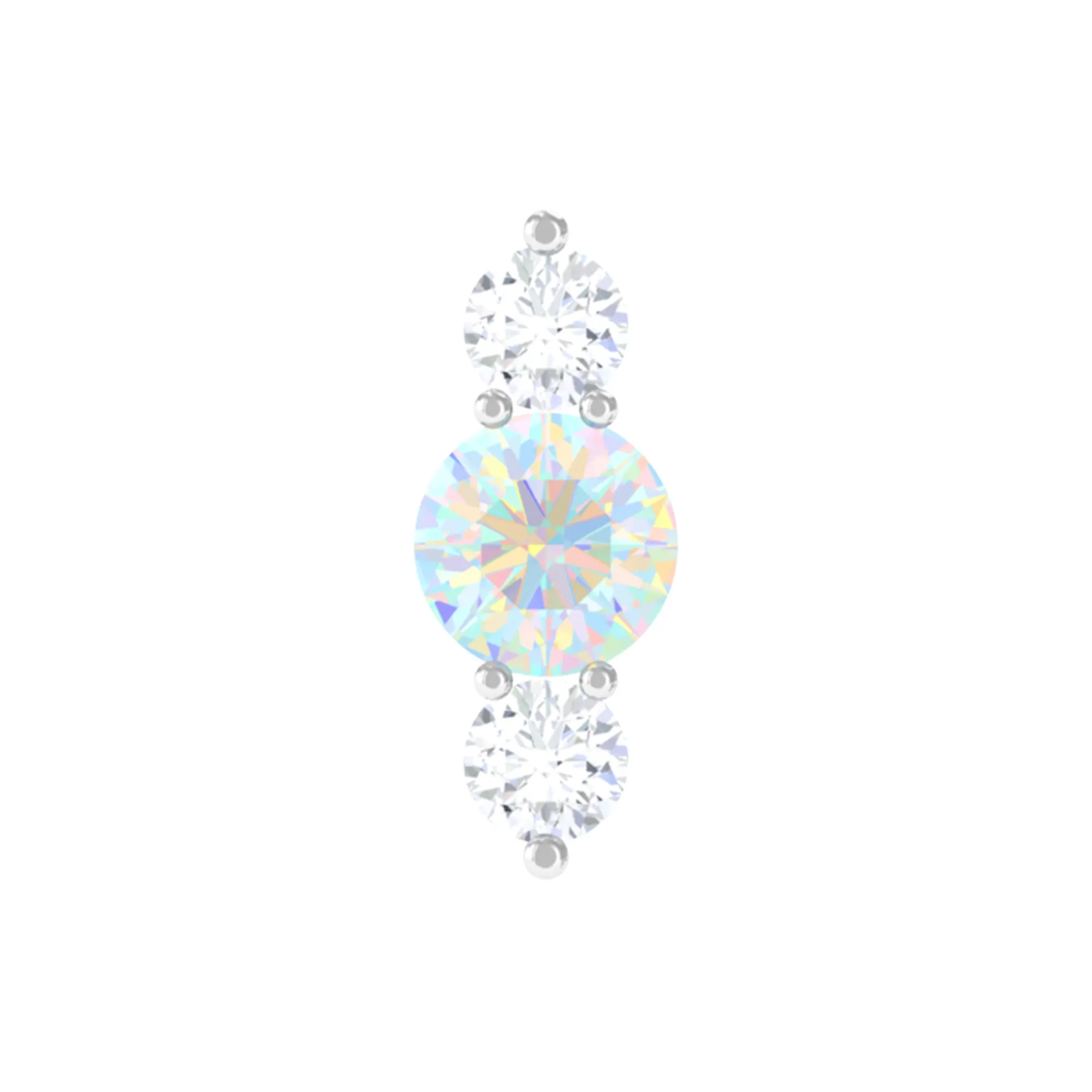 Ethiopian Opal and Moissanite 3 Stone Tragus Earring