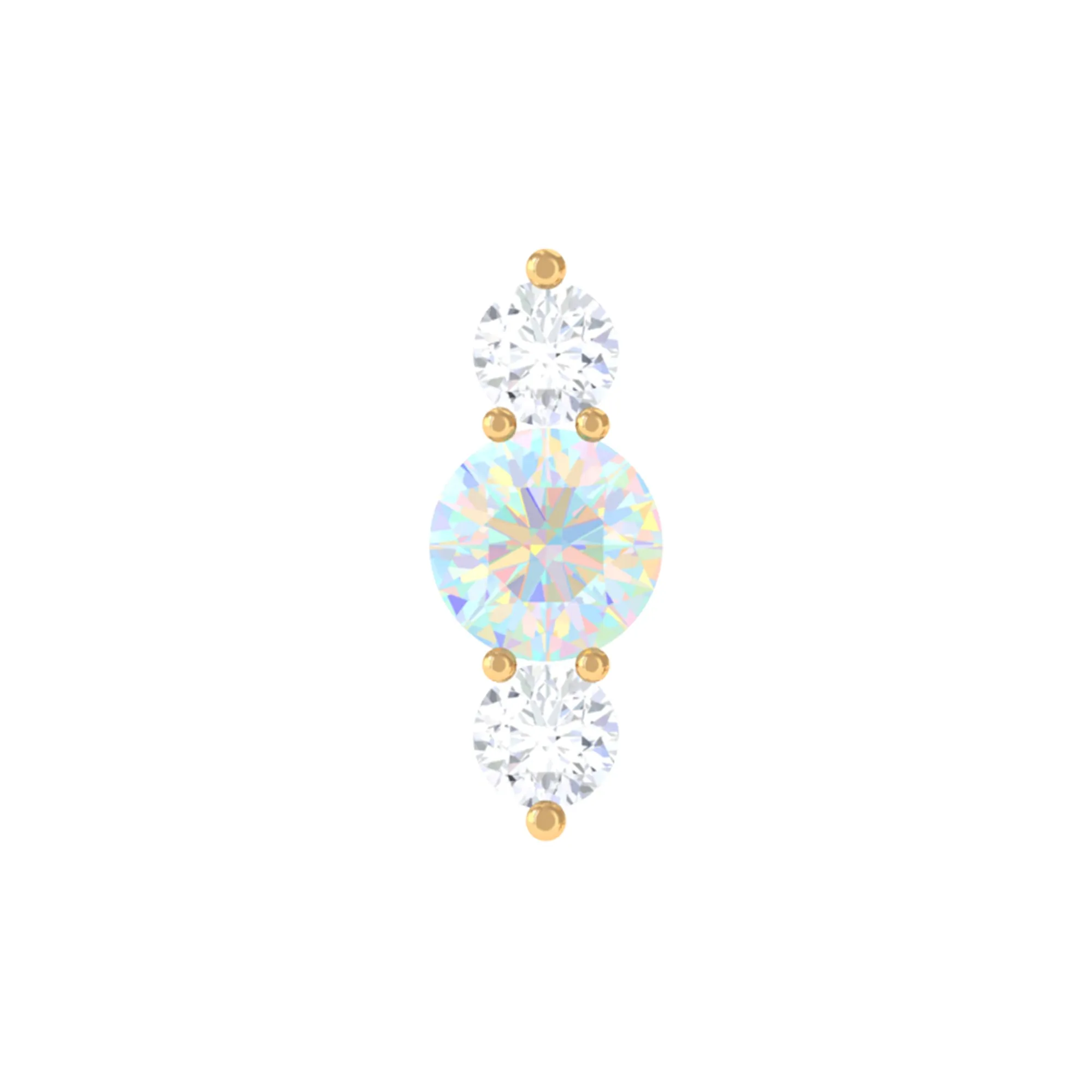 Ethiopian Opal and Moissanite 3 Stone Tragus Earring