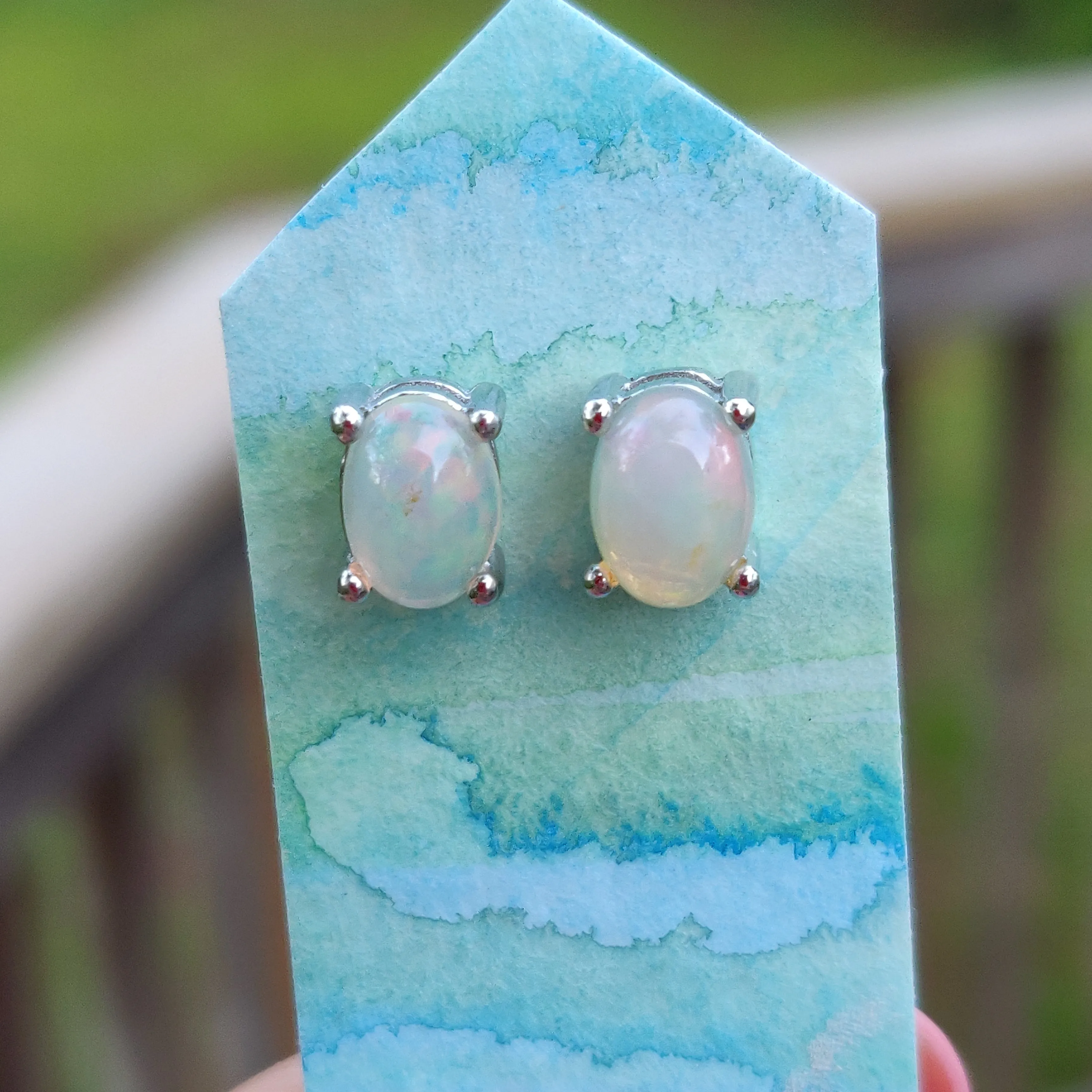 Ethiopian Opal Stud Earrings (#1)