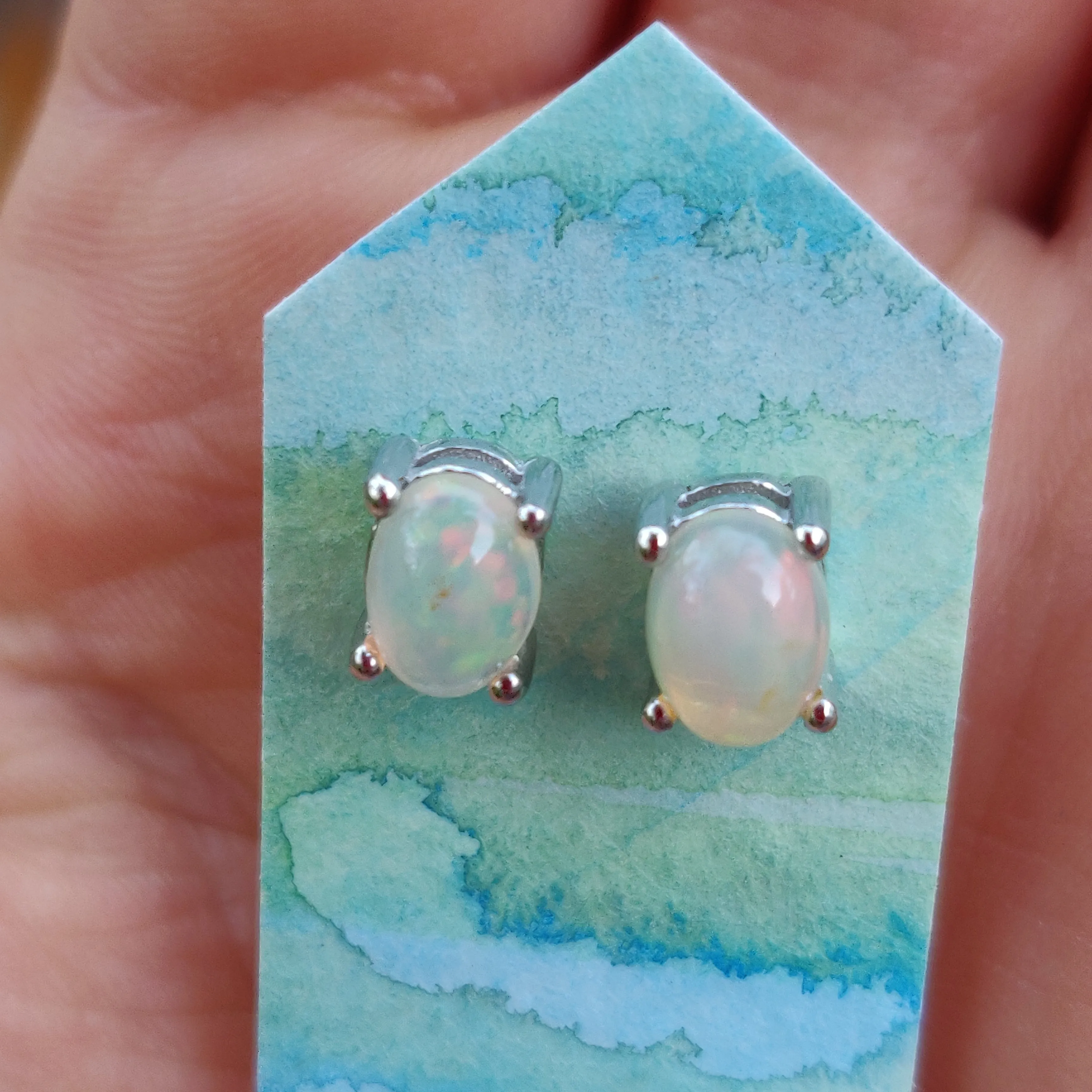 Ethiopian Opal Stud Earrings (#1)