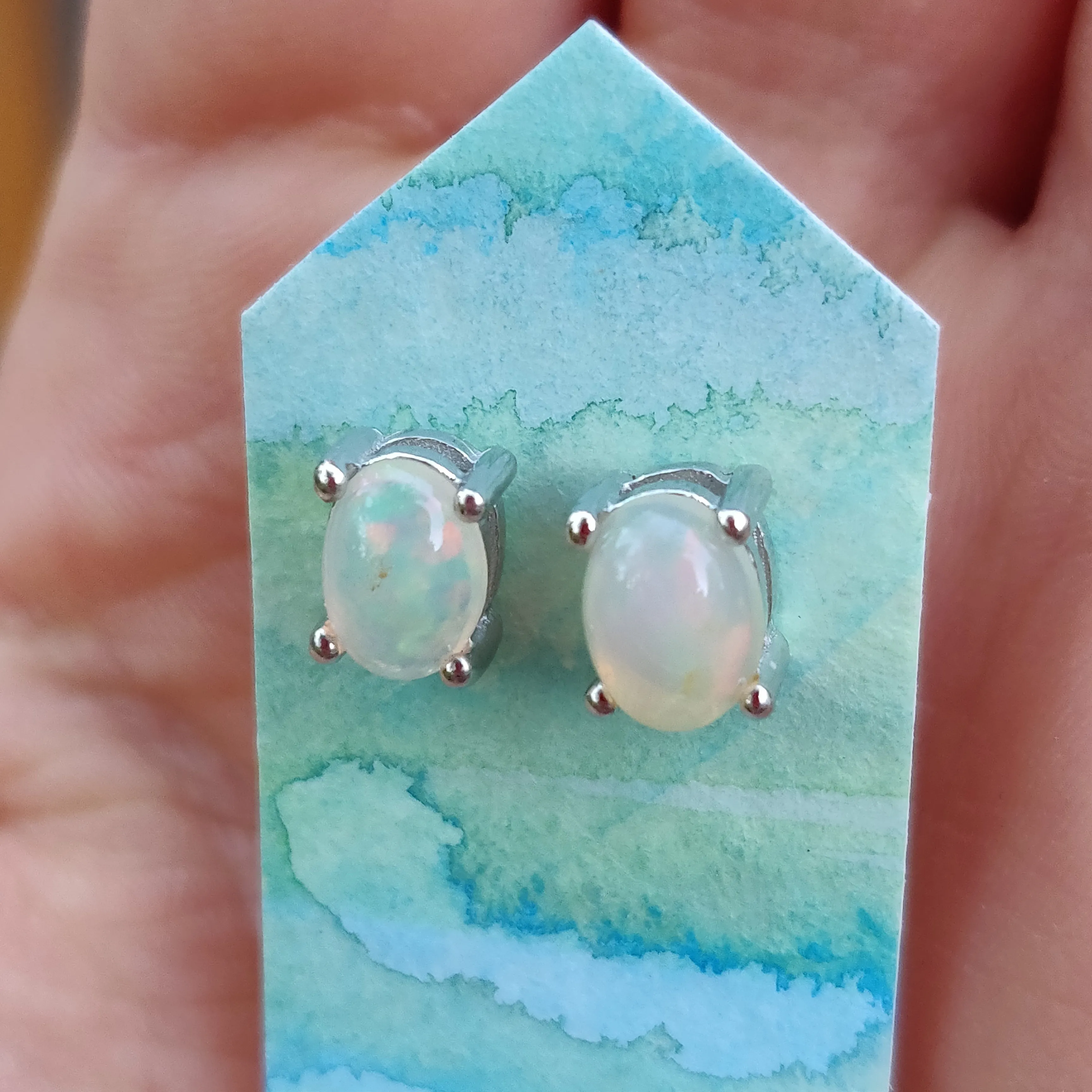 Ethiopian Opal Stud Earrings (#1)