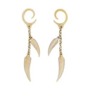 Feathers in the Wind Mother of Pearl Large Gauge Dangle Earrings - Price Per 2