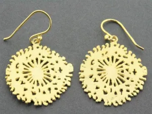 Flat coral disc earrings - 22 Kt gold over silver