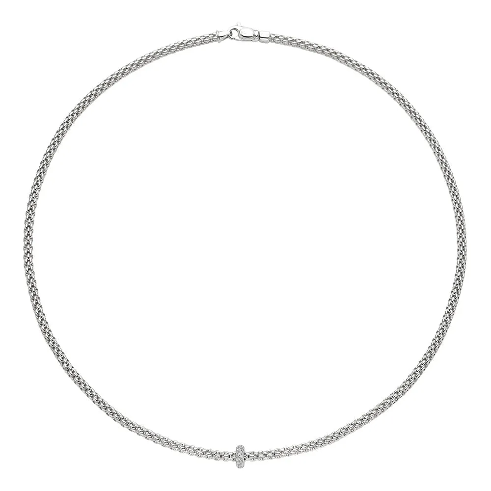 Fope 18K White Gold Prima Collection Necklace with Diamond Rondel, 17 inch