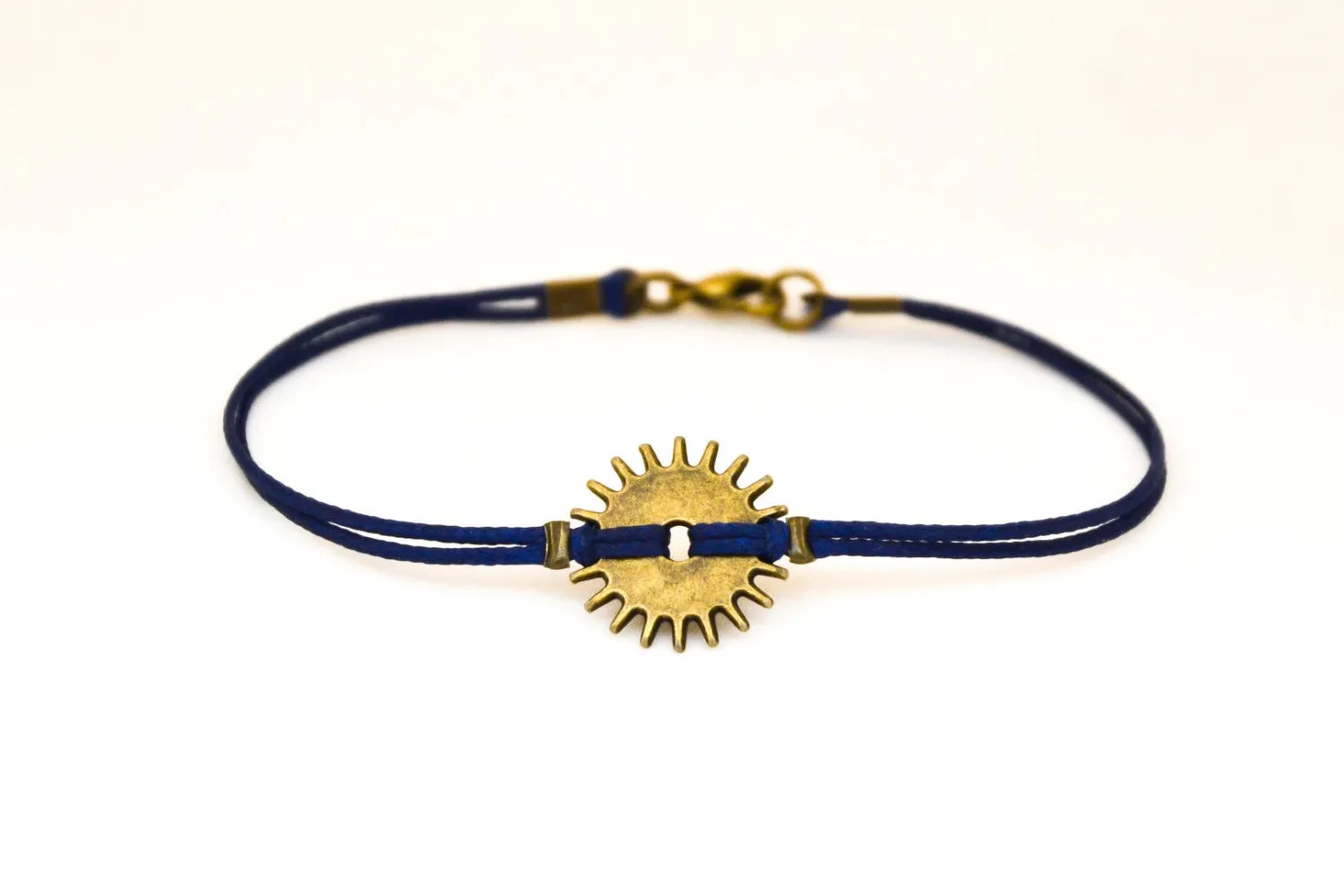 Gear bracelet form men, blue cord