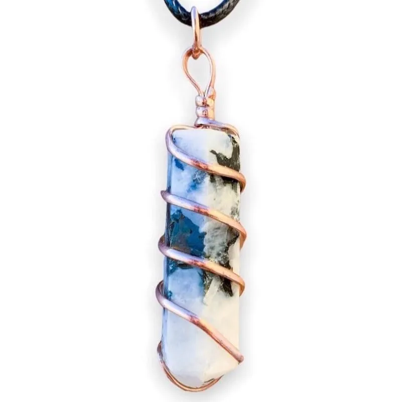 Gemstone Spiral Wrapped Pendant Necklace