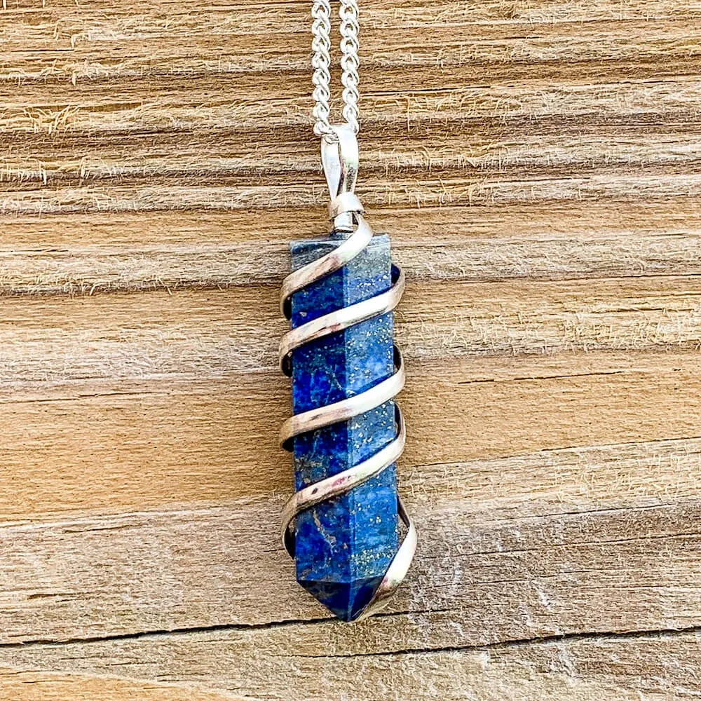 Gemstone Spiral Wrapped Pendant Necklace