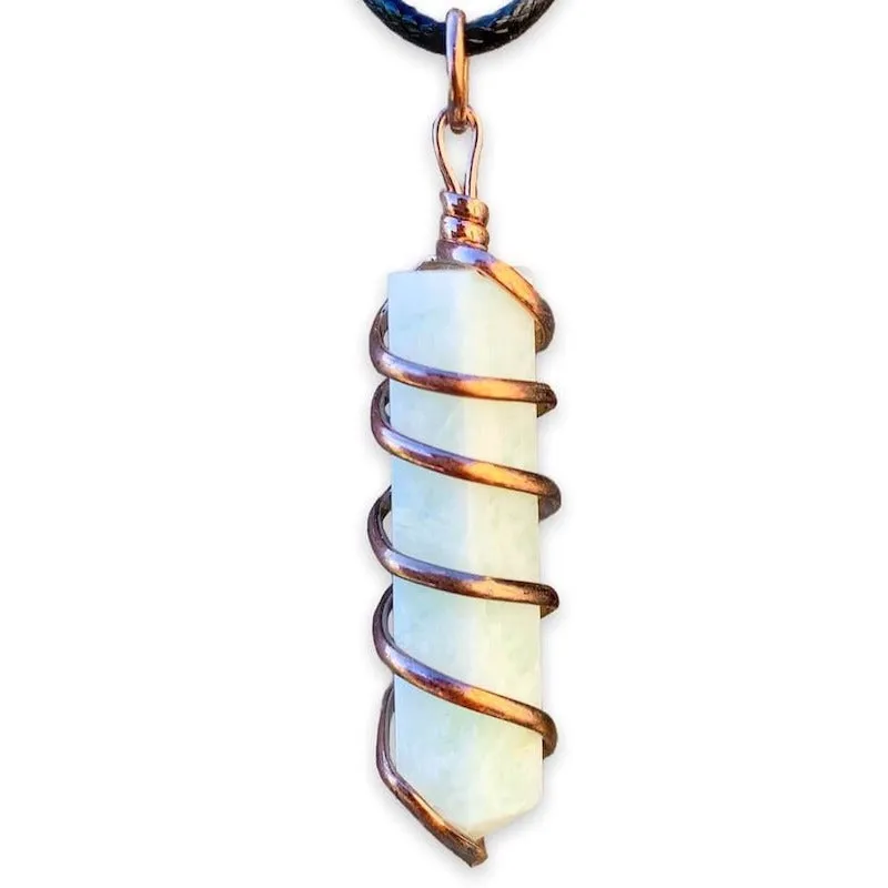 Gemstone Spiral Wrapped Pendant Necklace