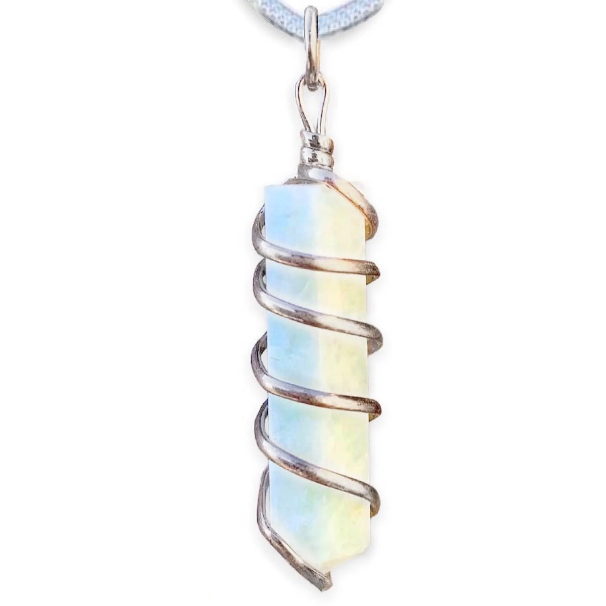 Gemstone Spiral Wrapped Pendant Necklace