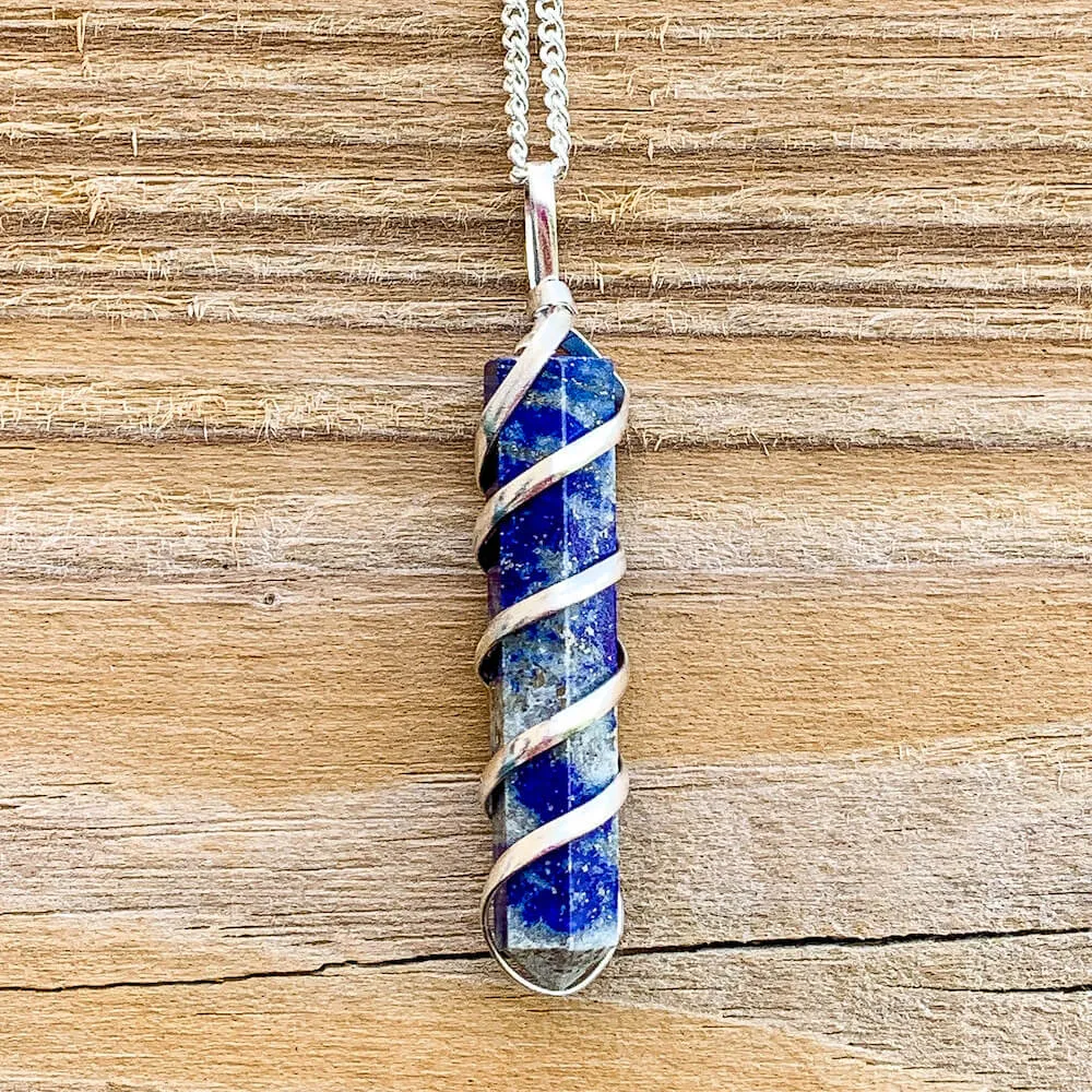 Gemstone Spiral Wrapped Pendant Necklace