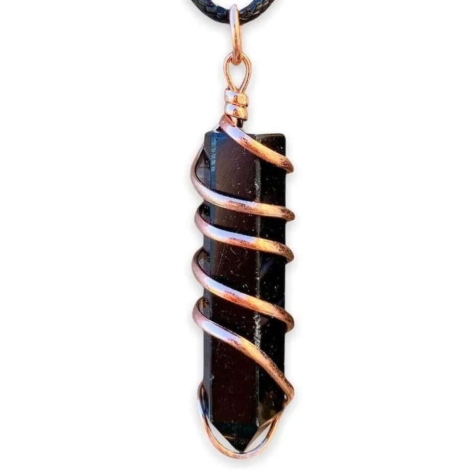 Gemstone Spiral Wrapped Pendant Necklace