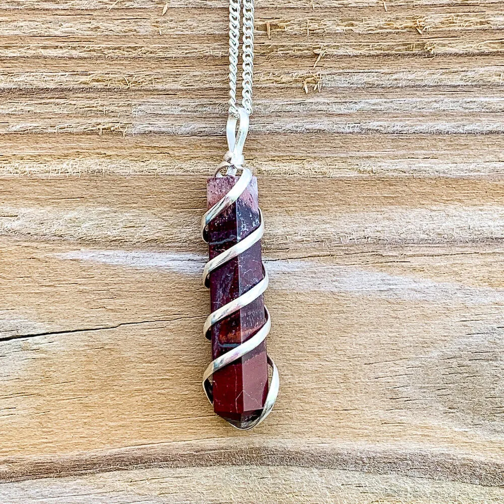 Gemstone Spiral Wrapped Pendant Necklace