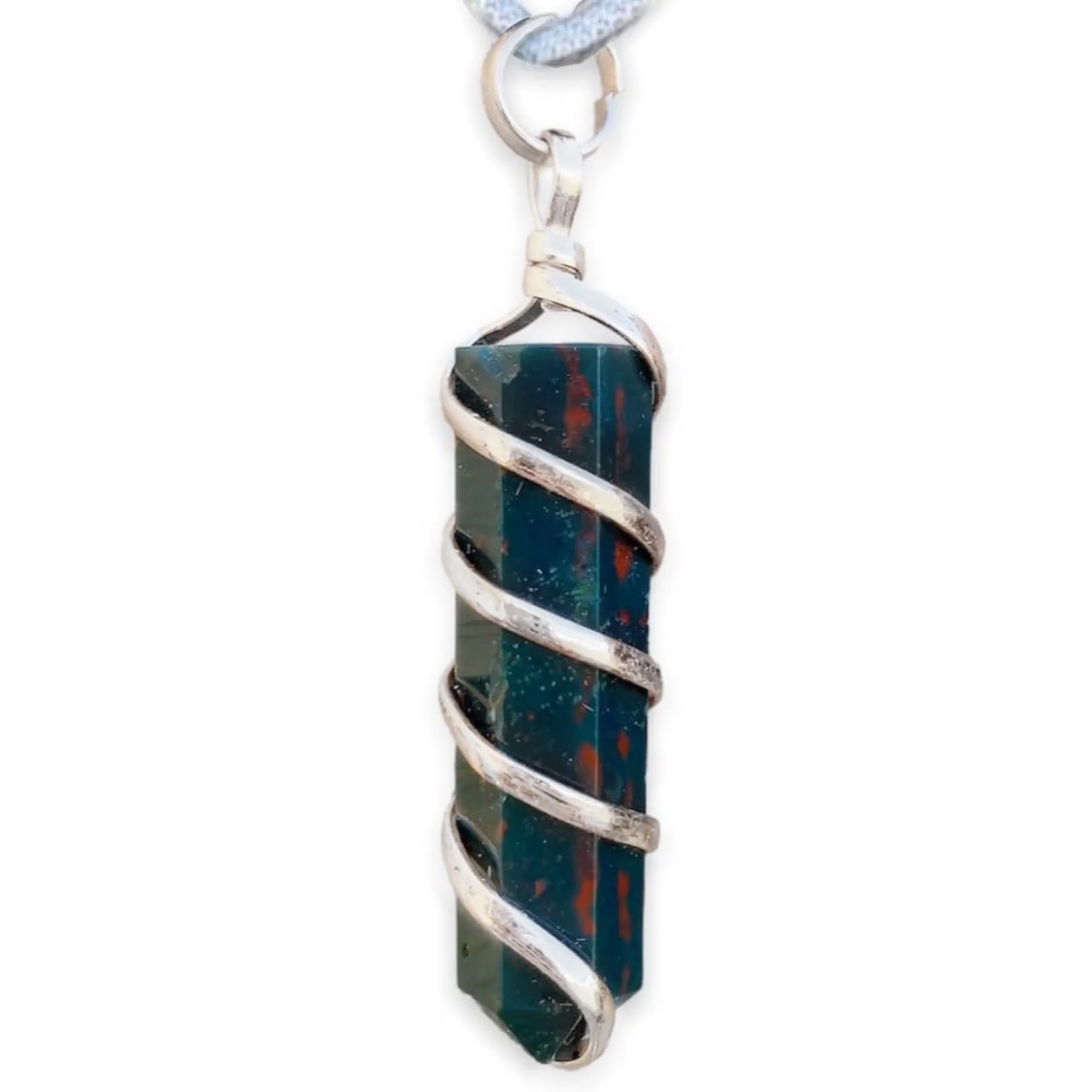 Gemstone Spiral Wrapped Pendant Necklace