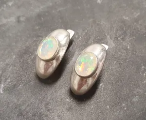 Genuine Opal Earrings - Vintage Dome Earrings - Drop Statement Earrings