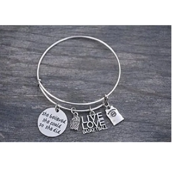 Girls Basketball Bracelet - Pick Charm