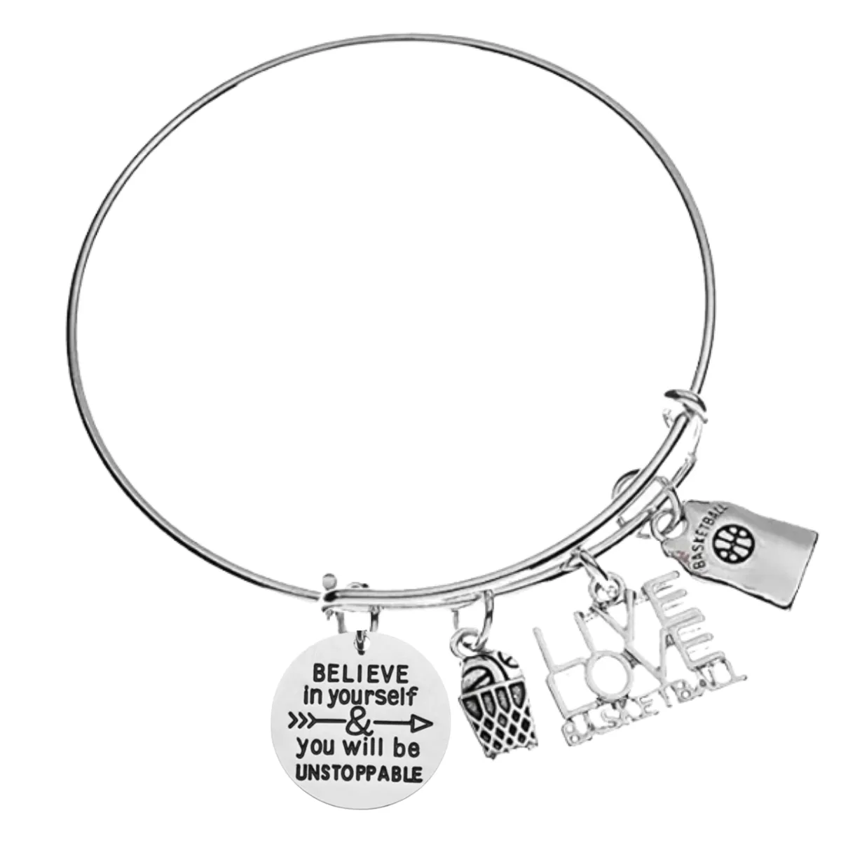 Girls Basketball Bracelet - Pick Charm