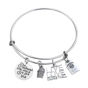 Girls Basketball Bracelet - Pick Charm