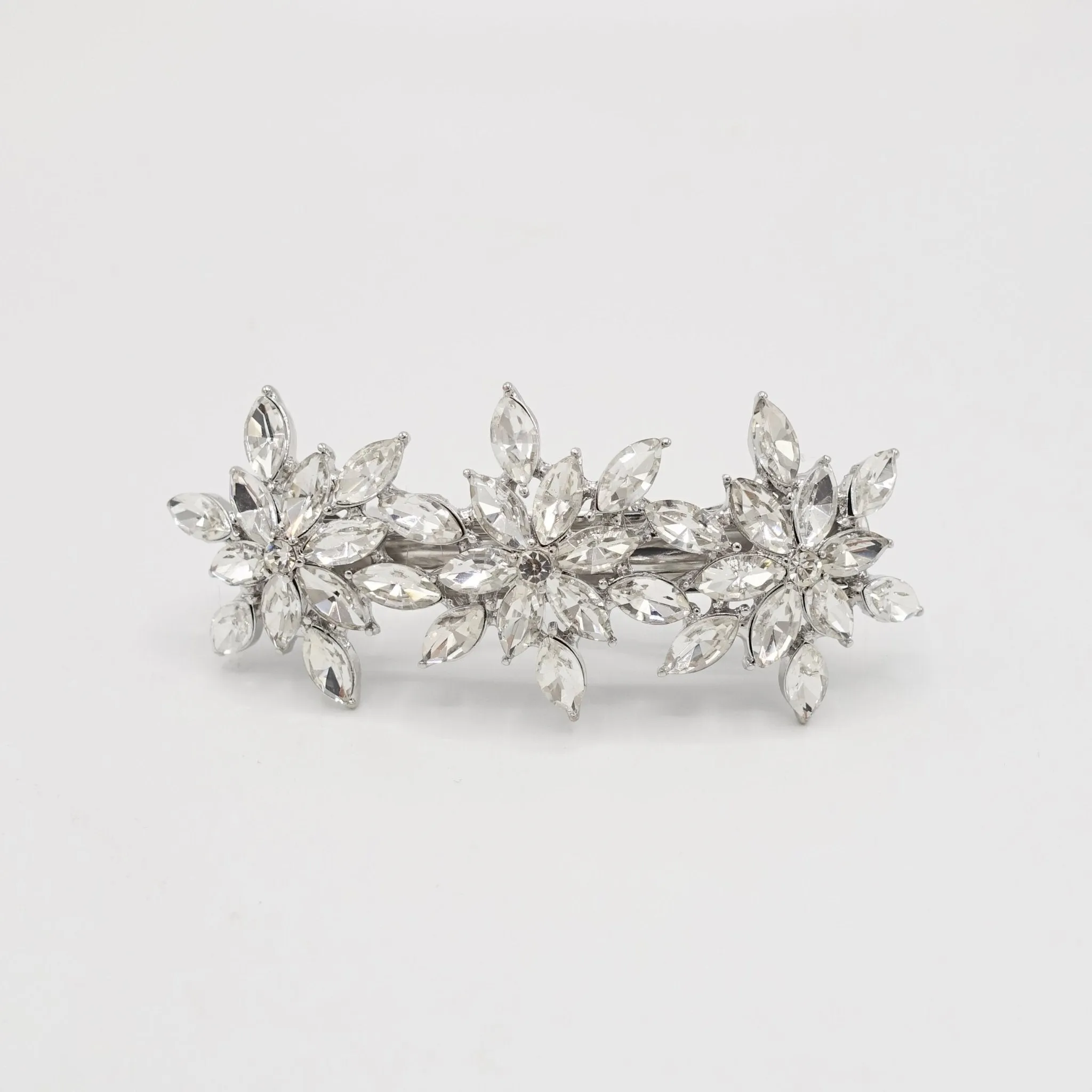 glass rhinestone embellished snow flower hair barrette women hair accessory