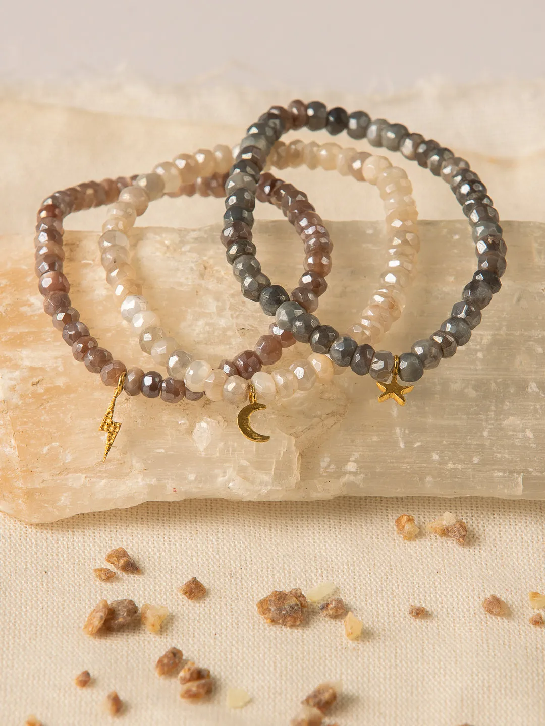 Goddess Charms Moon Stone Bracelet - Pearl